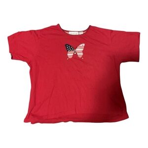 Red T-Shirt with Americana Butterfly Design